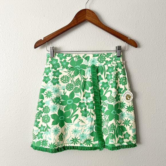 Spartina 449 Fringe Faux Wrap Skort Green Wildflowers Women’s Size XS NEW! - Picture 2 of 13